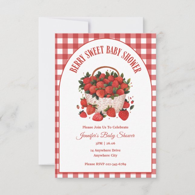 Invitation Baby shower Berry Sweet Strawberry (Devant)