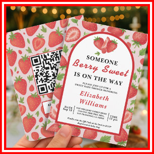 Invitation Baby shower Berry Sweet Strawberry   RSVP QR