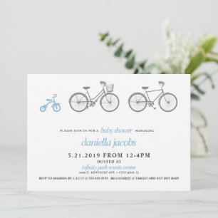 Invitation Baby shower Bicyclette Bleu