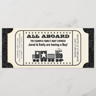 Invitation Baby Shower Billet de Train Vintage