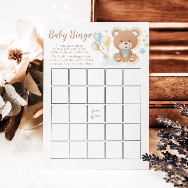 Invitation Baby shower Bingo Bingo Bingo Teddy Bear (Créateur téléchargé)