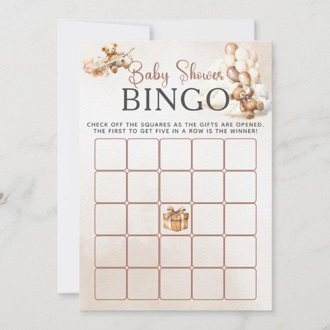 Invitation Baby shower BINGO Jeu On Peut Attendre Amusant Our (Devant)