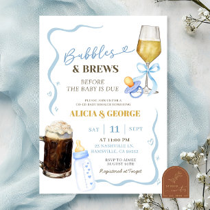 Invitation Baby shower biscornus à main bleue