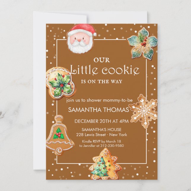 Invitation Baby Shower Biscuit de Noël (Devant)