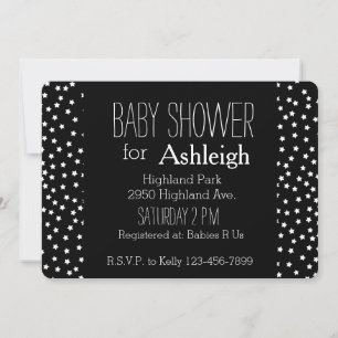 Invitation Baby shower Black and White Stars