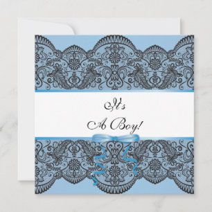 Invitation Baby shower Black Lace Boy