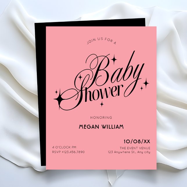 Invitation Baby shower Black Pink (Créateur téléchargé)