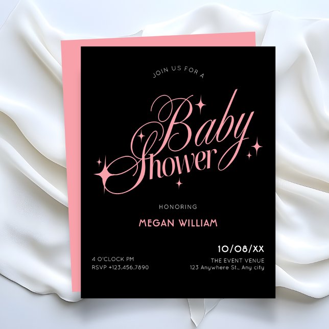 Invitation Baby shower Black Pink (Créateur téléchargé)