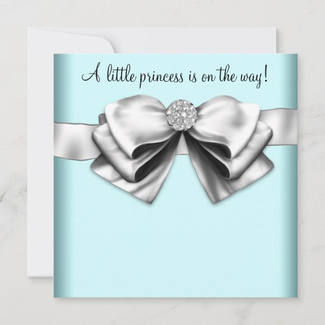 Invitation Baby shower Black Turquoise Blue Princess (Devant)