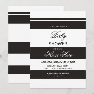 Invitation Baby shower Black & White Party Stripe Chic Invita