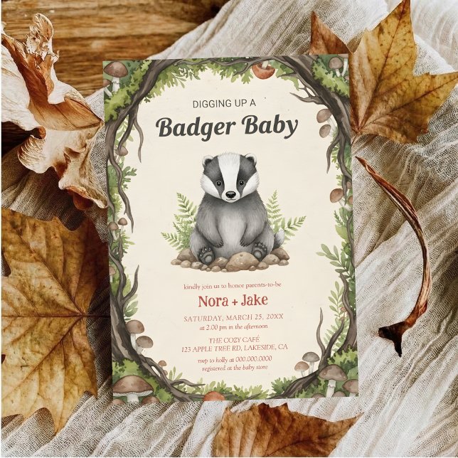 Invitation Baby shower blaireau de forêt (Créateur téléchargé)
