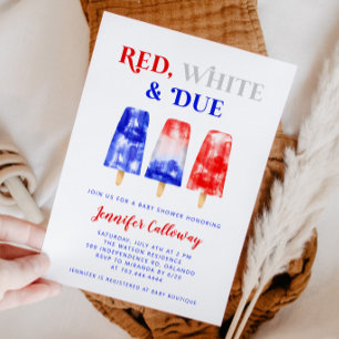 Invitation baby shower blanc 4 juillet rouge