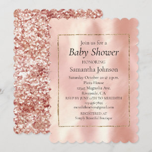 Invitation Baby shower blanc à la crème rose vif
