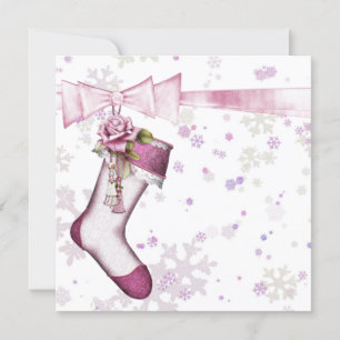 Invitation Baby shower blanc de flocon de neige rose hiver