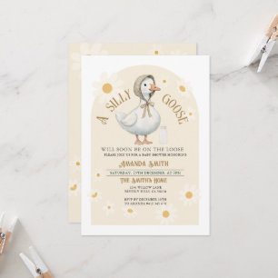 Invitation Baby shower blanc de marguerite et d'oie d'ivoire