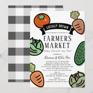Invitation Baby shower blanc du marché agricole par courrier