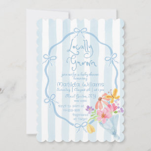 Invitation Baby shower blanc et rose cultivé localement