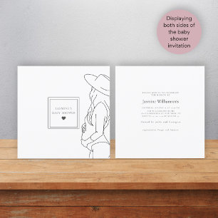 Invitation Baby shower blanc noir minimaliste chic