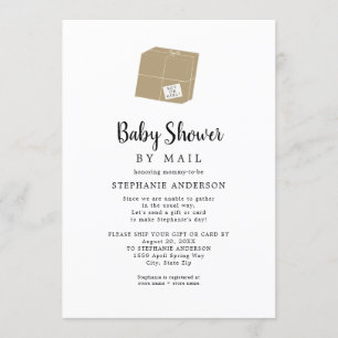 Invitation Baby shower blanc simple par courrier
