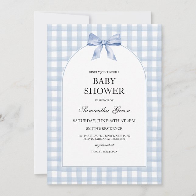Invitation Baby shower bleu (Devant)