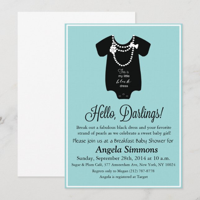 Invitation Baby Shower Bleu 5 x7 (Devant / Derrière)