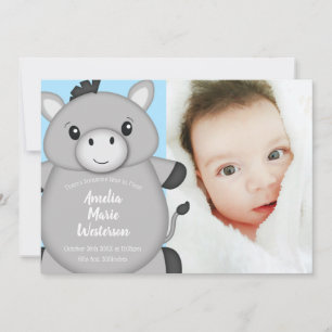 Invitation Baby shower bleu âne