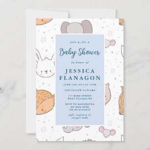 Invitation Baby shower bleu animal de la Jungle Safari modifi