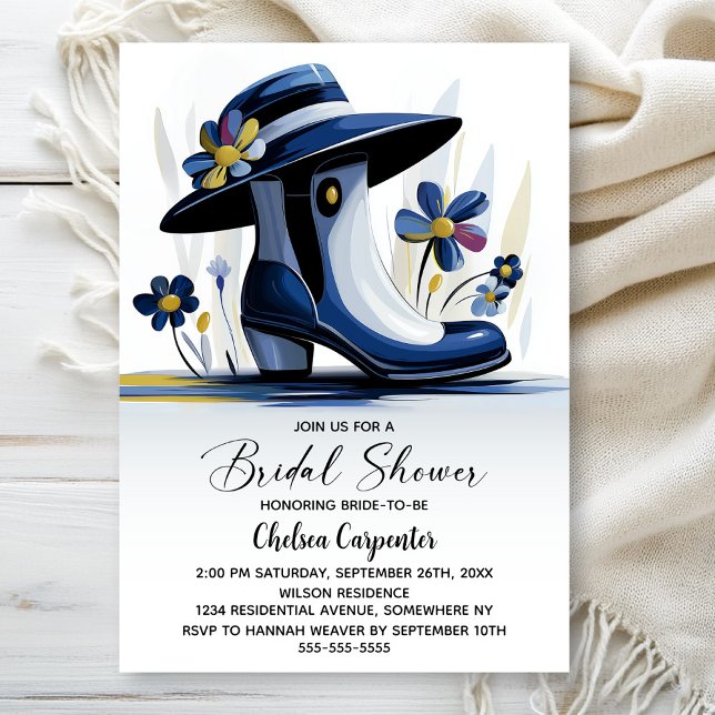 Invitation Baby Shower Bleu avec Chapeau Derby (Créateur téléchargé)