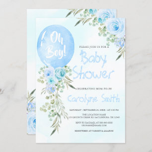 Invitation Baby shower Bleu Balloon