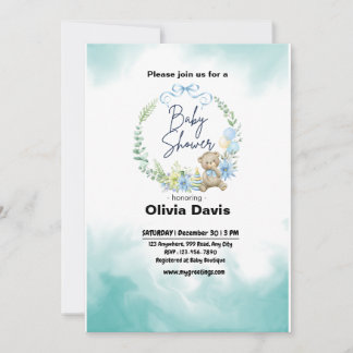 Invitation Baby shower Bleu Bébé