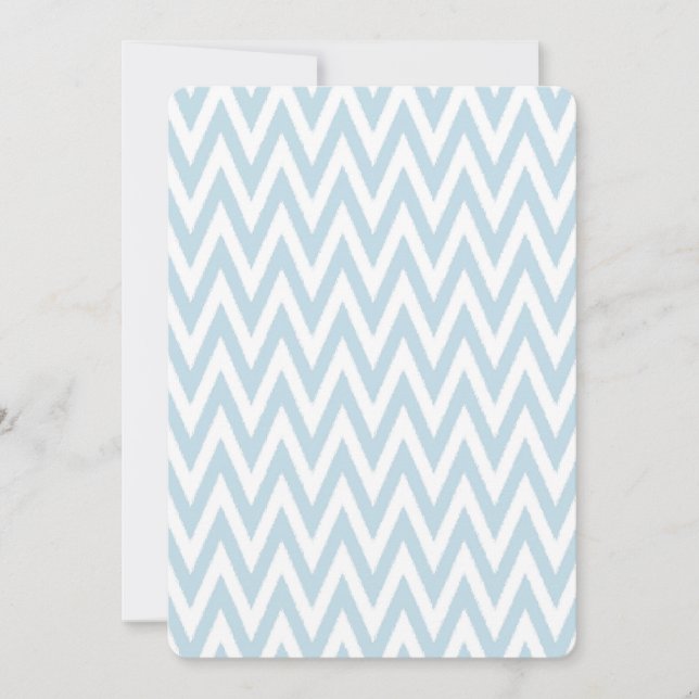 Invitation Baby shower bleu blanc Chevron (Devant)