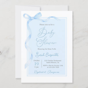 Invitation Baby shower bleu Bow garçon