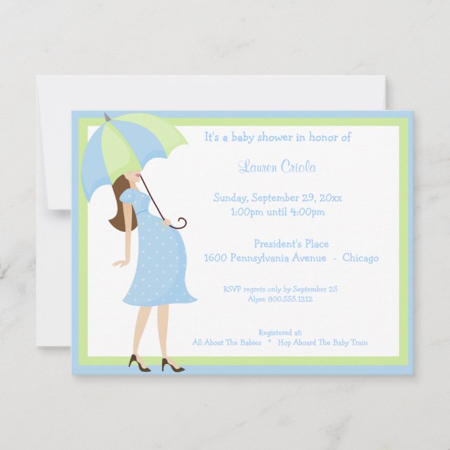 Invitation Baby shower bleu branché (Devant)
