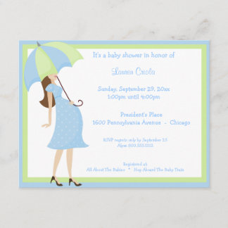 Invitation Baby shower bleu branché