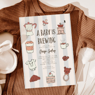 Invitation Baby shower bleu brasserie