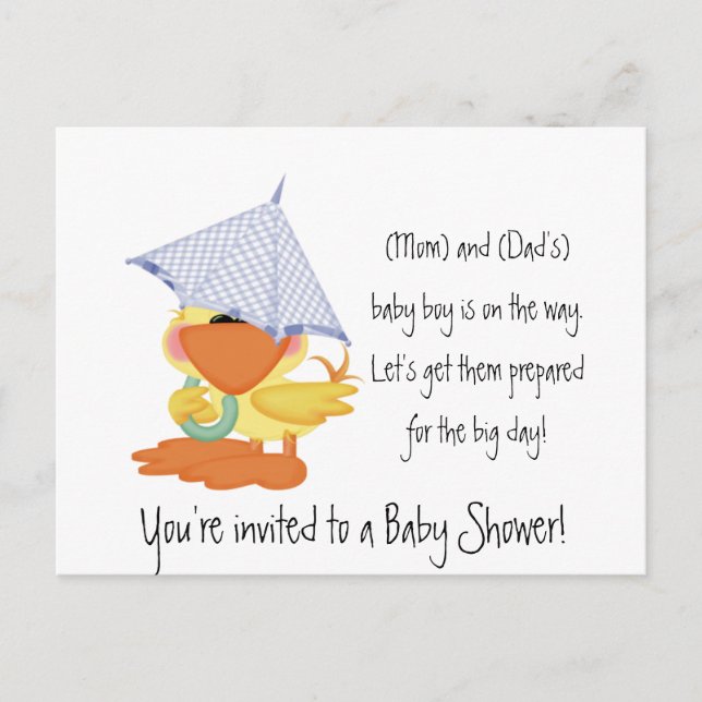 Invitation baby shower-Bleu Canard/Quackup (Devant)