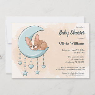 Invitation Baby shower Bleu Chien Chien Chien Chien Mur Franç