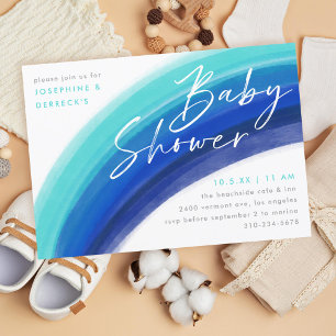 Invitation Baby shower bleu ciel peint