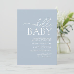 Invitation Baby shower bleu clair minimaliste