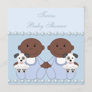 Invitation Baby shower bleu de Baby Boy Twins African America