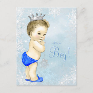 Invitation Baby shower bleu de flocon de neige du pays des