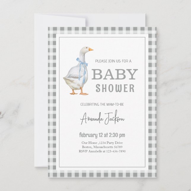 Invitation Baby shower Bleu de Little Goose (Devant)