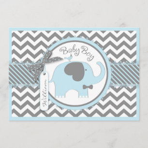 Invitation Baby shower bleu d'impression de Chevron de