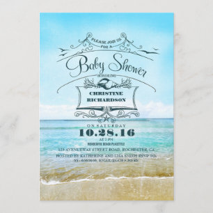 Invitation baby shower bleu d'ombre de plage