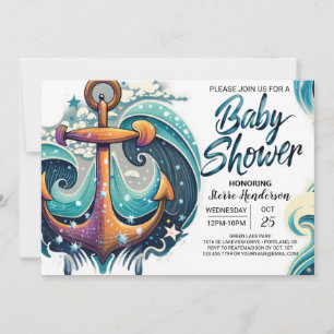 Invitation Baby shower bleu du garçon nautique