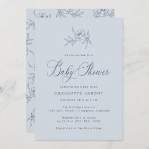 Invitation Baby shower Bleu élégant