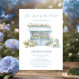 Invitation Baby Shower Bleu Elle est Fraîche du Marché