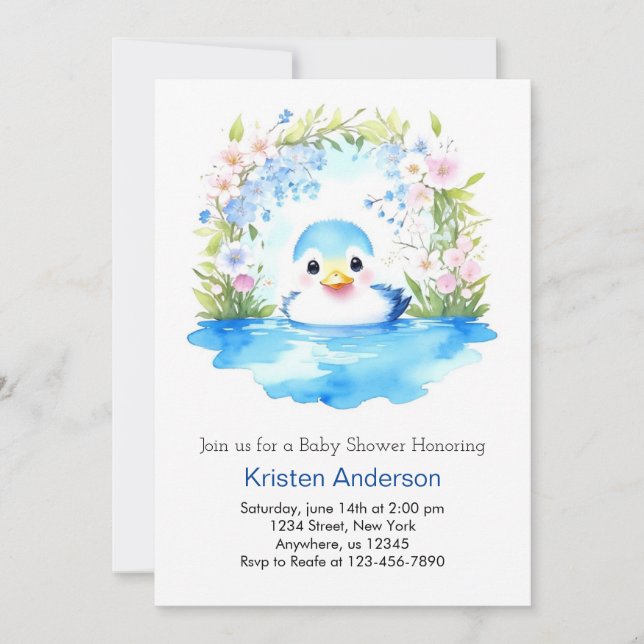 Invitation Baby shower Bleu Enchanted (Devant)