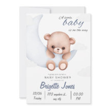 Invitation Baby shower bleu et blanc