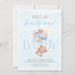 Invitation Baby shower bleu et Brown